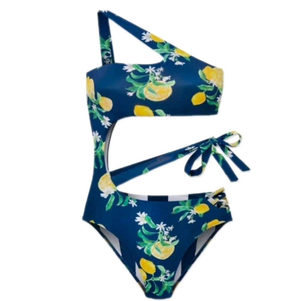 WET Swim Sardinia Paloma One Piece Swimsuit In Navy/Yellow Size Medium - Picture 4 of 15